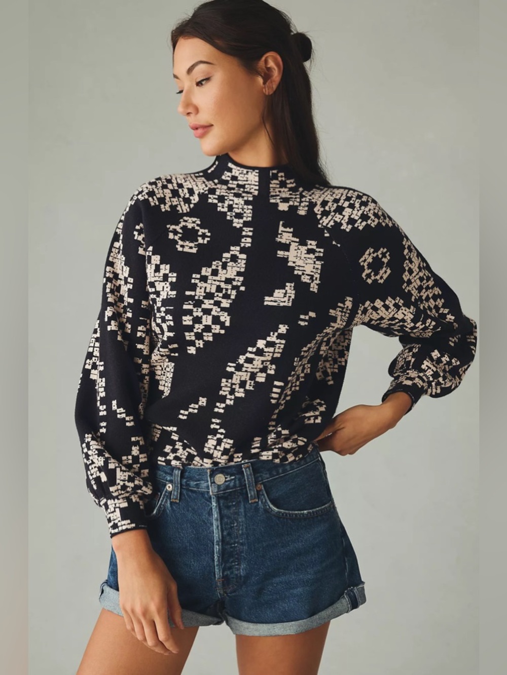 Anthropologie The Beatriz Mock-Neck Sweater M